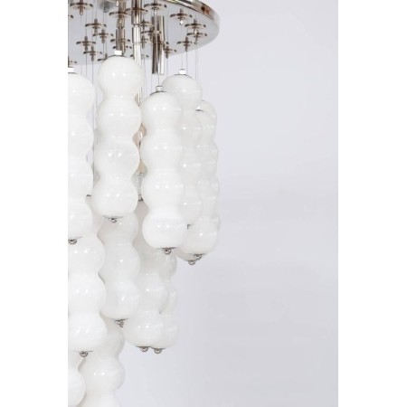 Italian Chandelier in White Murano Glass, Mazzega 1980s
