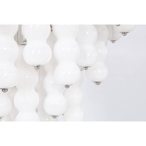 Italian Chandelier in White Murano Glass, Mazzega 1980s