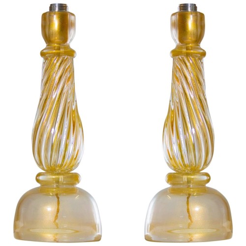 Pair of Italian Murano Table Lamps, Attributed to Seguso, circa 1960s