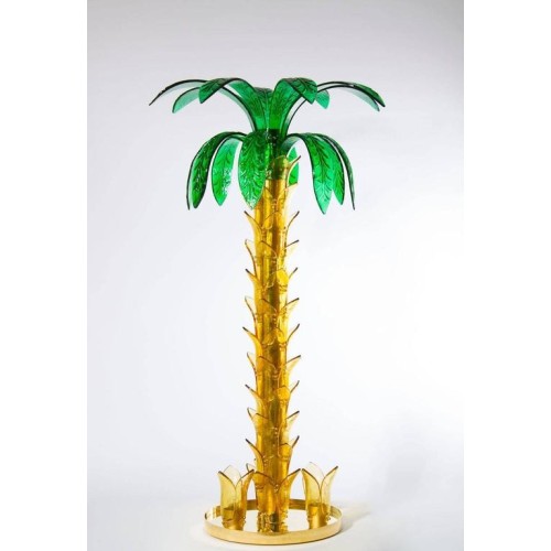 Floor lamp Palm in Murano Glass amber and green