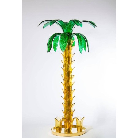 Floor lamp Palm in Murano Glass amber and green