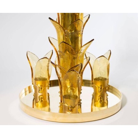 Floor lamp Palm in Murano Glass amber and green