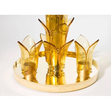 Floor lamp Palm in Murano Glass amber and green