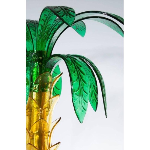 Floor lamp Palm in Murano Glass amber and green