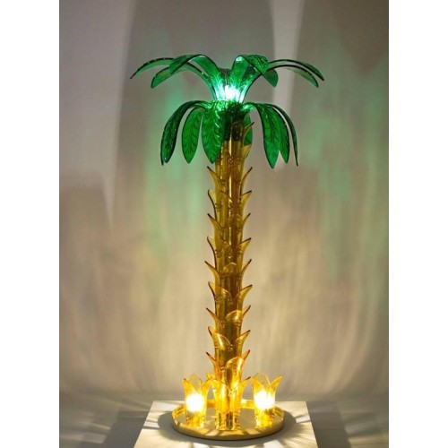 Floor lamp Palm in Murano Glass amber and green