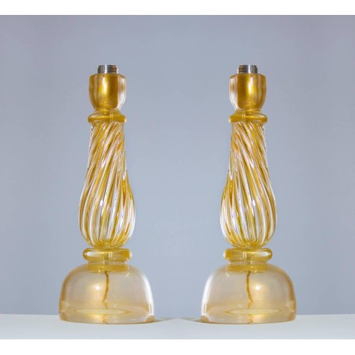Pair of Italian Murano Table Lamps, Attributed to Seguso, circa 1960s