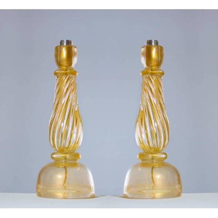 Pair of Italian Murano Table Lamps, Attributed to Seguso, circa 1960s