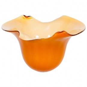 Italian Bowl in Murano Glass Amber and Gold *