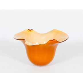Italian Bowl in Murano Glass amber and gold