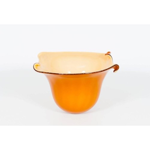 Italian Bowl in Murano Glass amber and gold