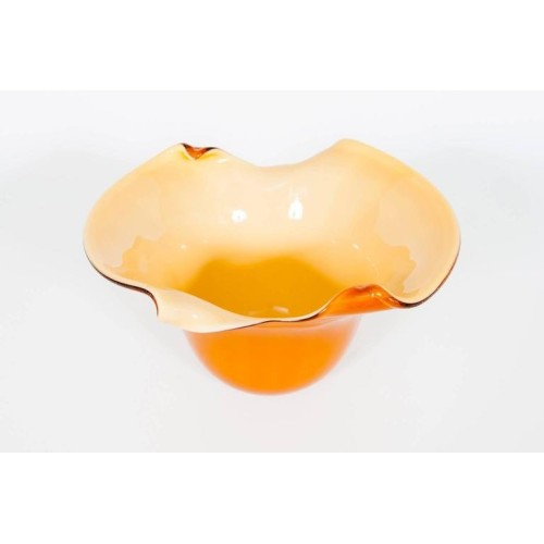 Italian Bowl in Murano Glass amber and gold