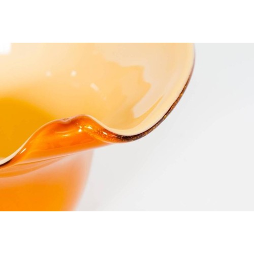 Italian Bowl in Murano Glass amber and gold