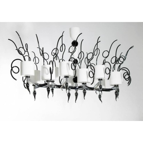 Chandelier in Murano Glass Black and White, circa 1990s