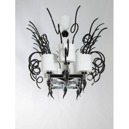 Chandelier in Murano Glass Black and White, circa 1990s