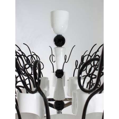 Chandelier in Murano Glass Black and White, circa 1990s