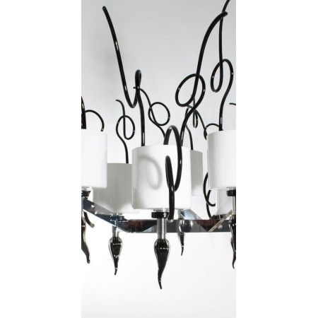 Chandelier in Murano Glass Black and White, circa 1990s