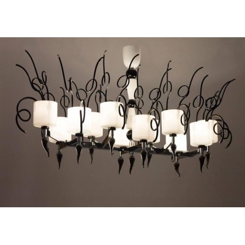 Chandelier in Murano Glass Black and White, circa 1990s