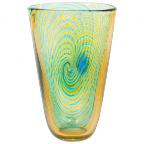 Green and Orange Murano Glass Vase