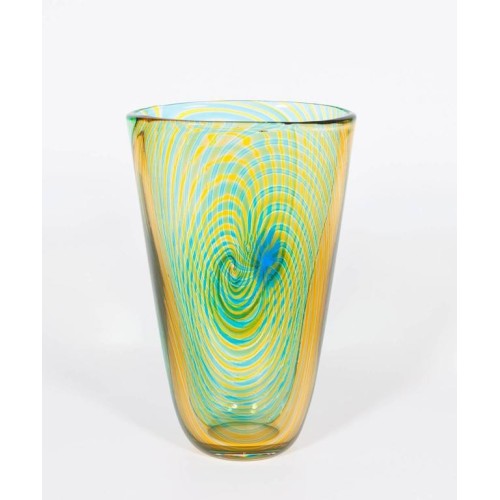 Vase in Murano Glass, Green and Orange