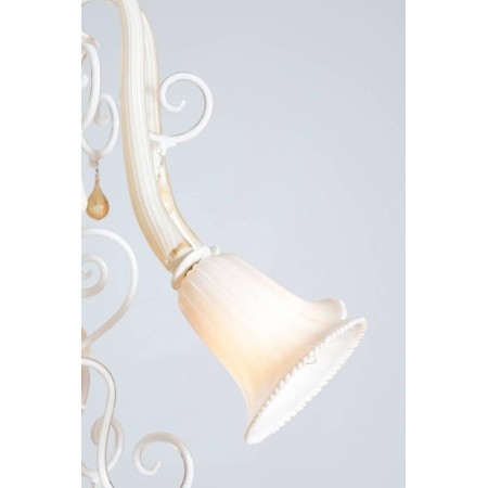 Chandelier in Murano Glass Ivory and Gold, in Seguso Style 1980s