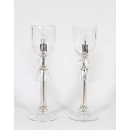 Pair of Italian Venetian Table Lamps in Murano Glass, 1960s