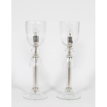 Pair of Italian Venetian Table Lamps in Murano Glass, 1960s