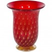 Red and Gold Murano Glass Vase