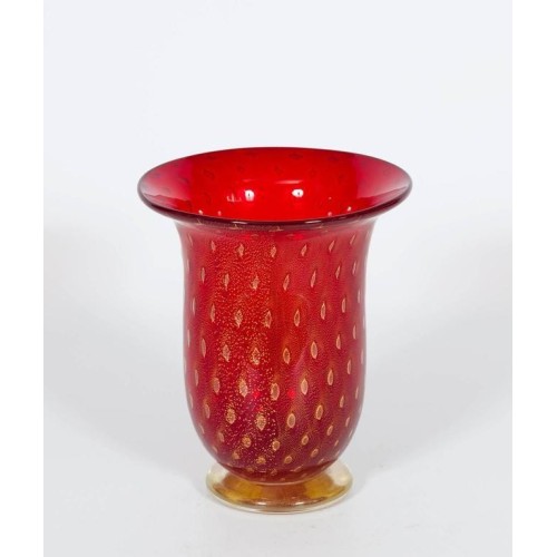 Vase in Murano Glass Red and Gold