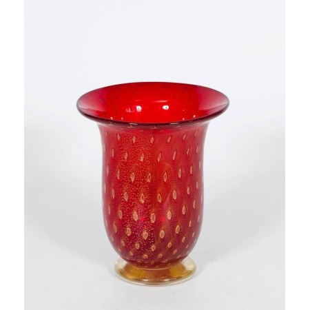 Vase in Murano Glass Red and Gold
