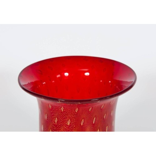Vase in Murano Glass Red and Gold