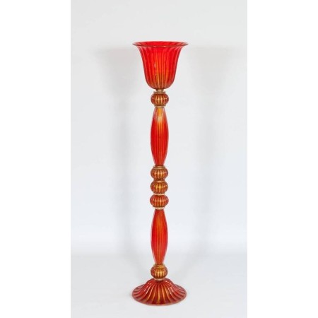 Floor Lamp in Murano Glass Red and Gold, 1980s