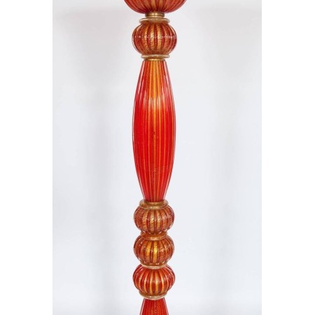 Floor Lamp in Murano Glass Red and Gold, 1980s