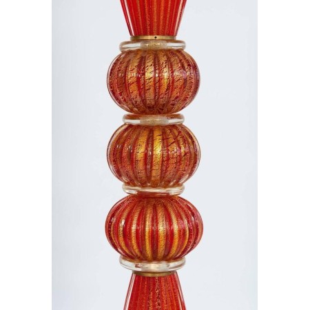 Floor Lamp in Murano Glass Red and Gold, 1980s
