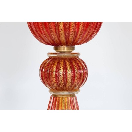 Floor Lamp in Murano Glass Red and Gold, 1980s