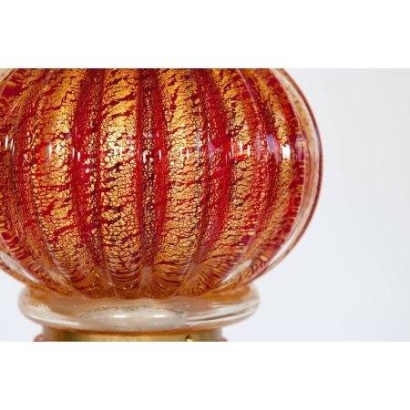 Floor Lamp in Murano Glass Red and Gold, 1980s