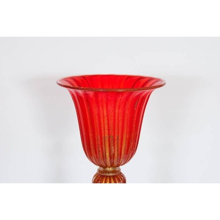 Floor Lamp in Murano Glass Red and Gold, 1980s