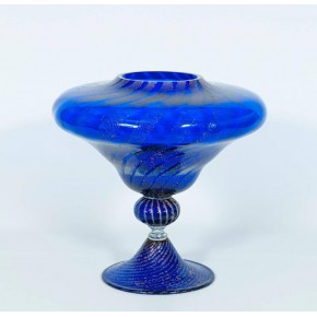 Vase in Murano Glass Blue and Silver, 1980s