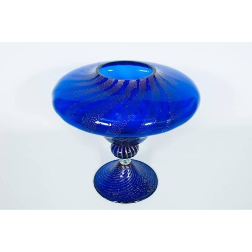 Vase in Murano Glass Blue and Silver, 1980s