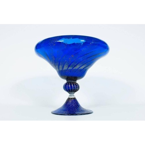 Vase in Murano Glass Blue and Silver, 1980s