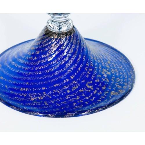 Vase in Murano Glass Blue and Silver, 1980s