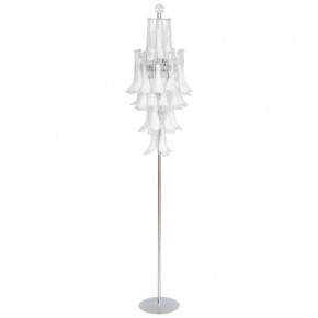 Italian Floor Lamp with clear elements in white Murano Glass 1970s *