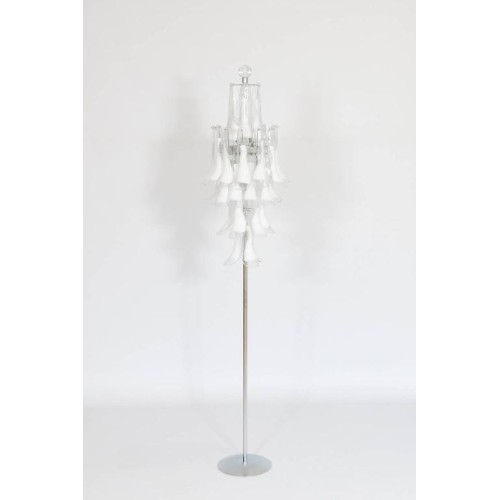 Floor Lamp in Murano Glass White, Mazzega, 1980s