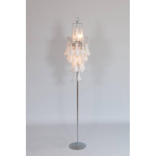 Floor Lamp in Murano Glass White, Mazzega, 1980s