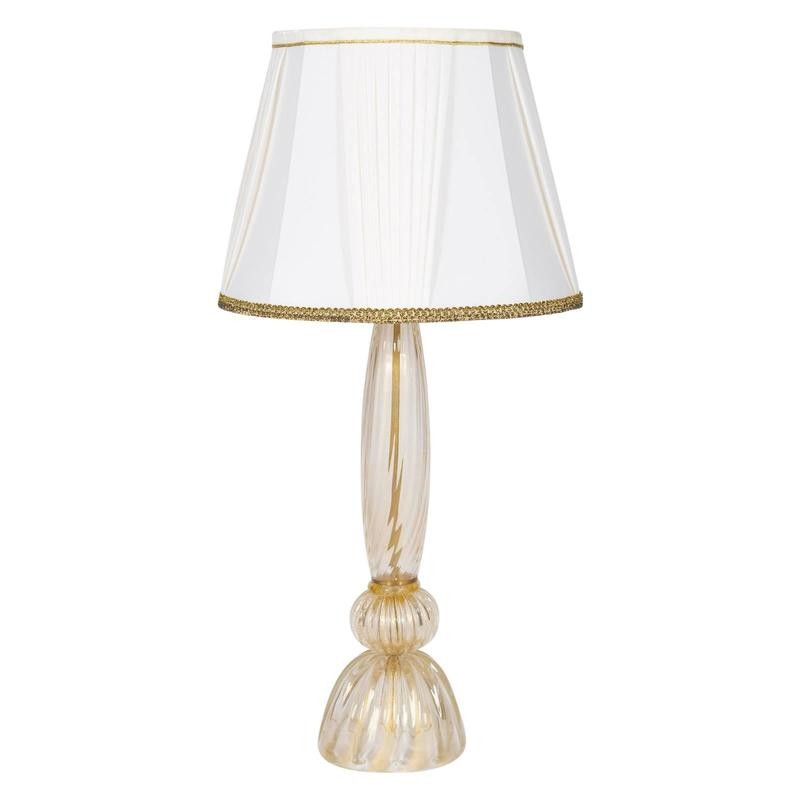 Gold Italian Table Lamp In Murano Glass, Italian Murano Glass Table Lamps