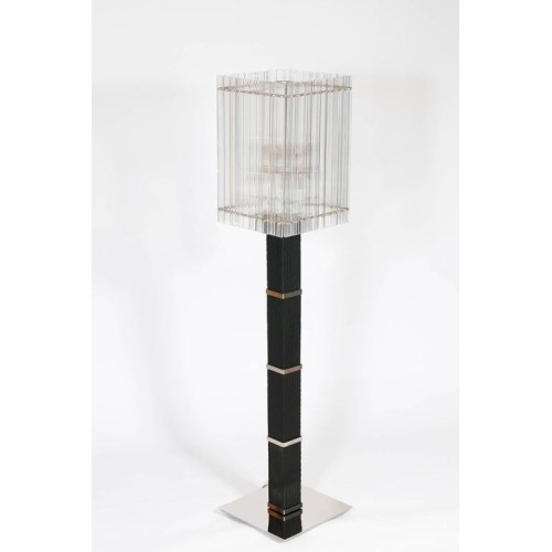Modern Italian Floor Lamp in Murano Glass in Black and Transparent, 1990s