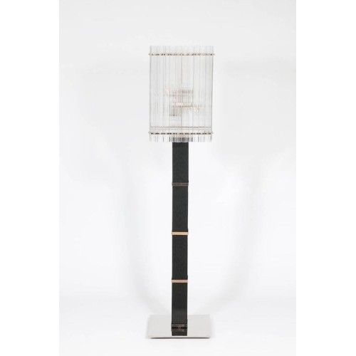 Modern Italian Floor Lamp in Murano Glass in Black and Transparent, 1990s