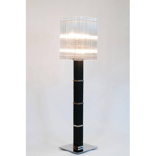 Modern Italian Floor Lamp in Murano Glass in Black and Transparent, 1990s