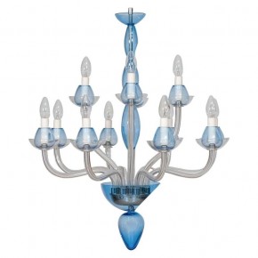Vintage Modern Italian Murano Glass Chandelier, Color Light-Blue and Transparent