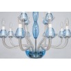 Vintage Modern Italian Chandelier in Murano Glass Transparent and Light-Blue
