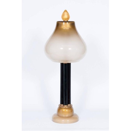 Italian Table Lamp in Murano Glass Straw-Yellow and 24-Karat Gold